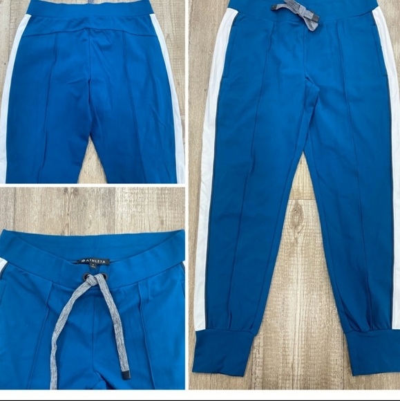 Athleta Teal White Joggers Small NWOT Pants Jumpsuits